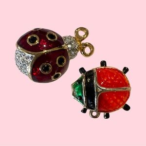 Enamel Ladybug Pendant Charms - Red, Green, Black